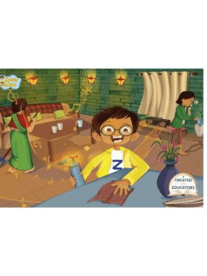 Zunu helps in the house